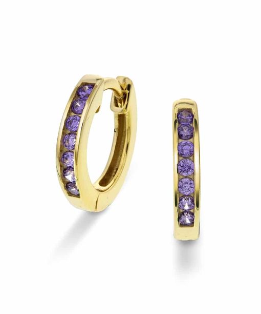 Øreringer i sølv med lilla  zirkonia