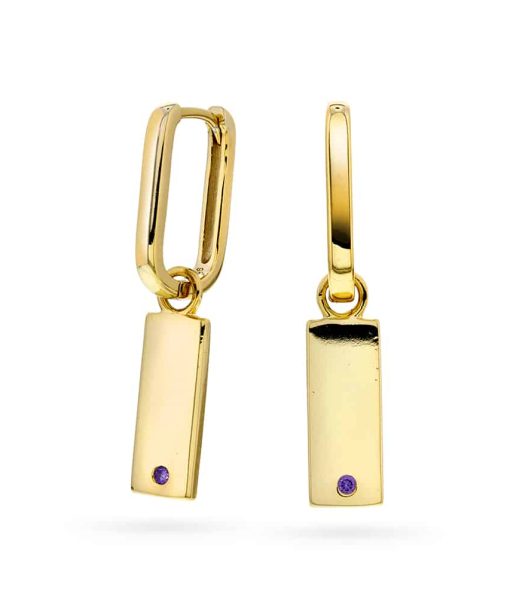 Øreringer i sølv med lilla zirkonia