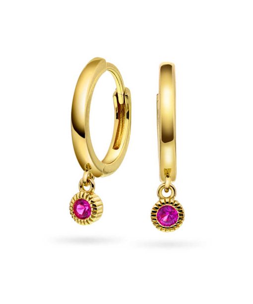 Øreringer i sølv med ruby zirkonia