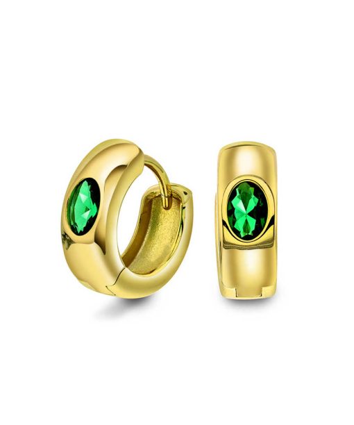 Øreringer i sølv med grønn zirkonia