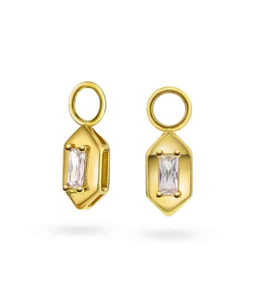 Square charms i sølv med blank zirkonia