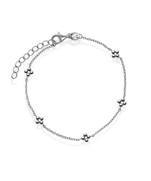 Armbånd i sølv, kulekjede blomst