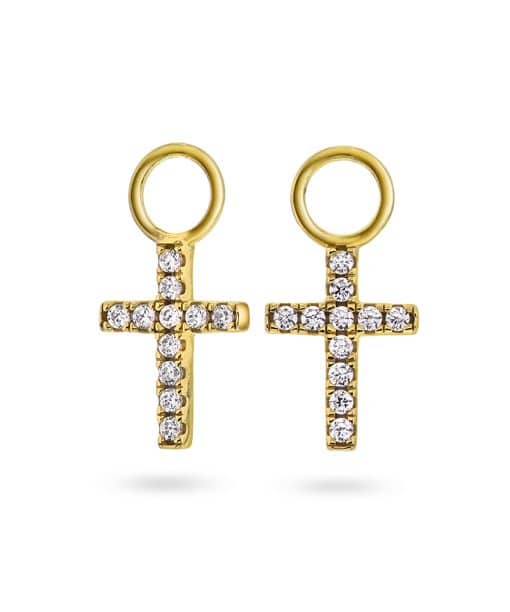 Cross charms i sølv med blank zirkonia