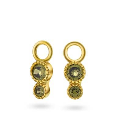 Duo charms i sølv med dus grønn zirkonia