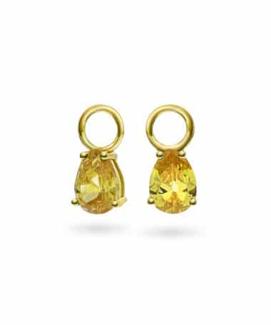 Drop charms i sølv med gul zirkonia