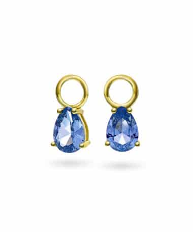 Drop charms i sølv med blå zirkonia