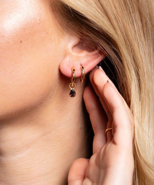 Alternative view of Drop charms i sølv med brun zirkonia