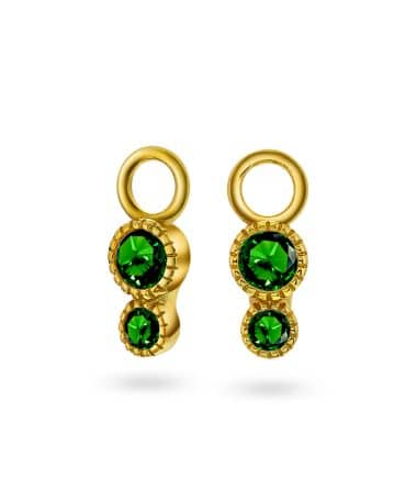 Duo charms i sølv med grønn zirkonia