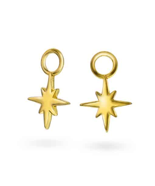 Golden star charms i sølv