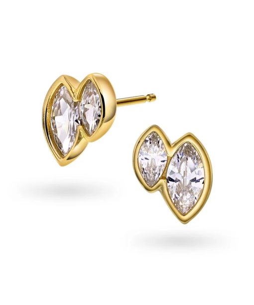 Øredobber i forgylt 925 sølv med hvit sten