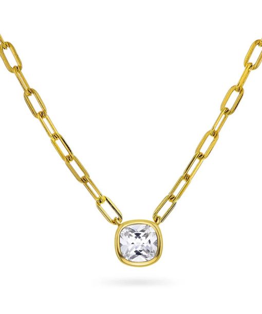 Smykke i forgylt 925 sølv med hvit sten