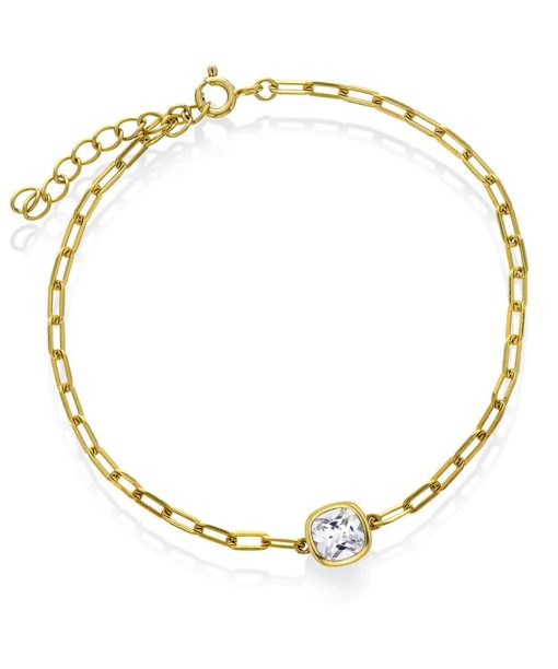 Armbånd i forgylt 925 sølv med hvit sten