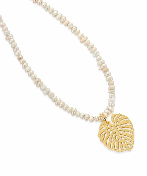 DILLA Perlekjede med anheng i forgylt i sølv