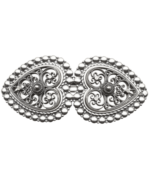 Hårspenne stort med perlekant og kruser, oksidert