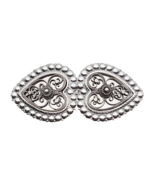 Hårspenne med perlekant og kruser, oksidert