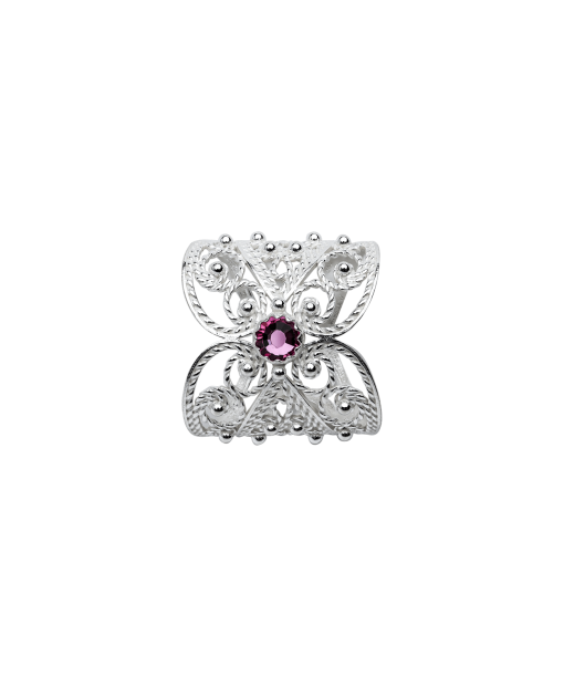 Skjerfring med stein og filigran, Hvit