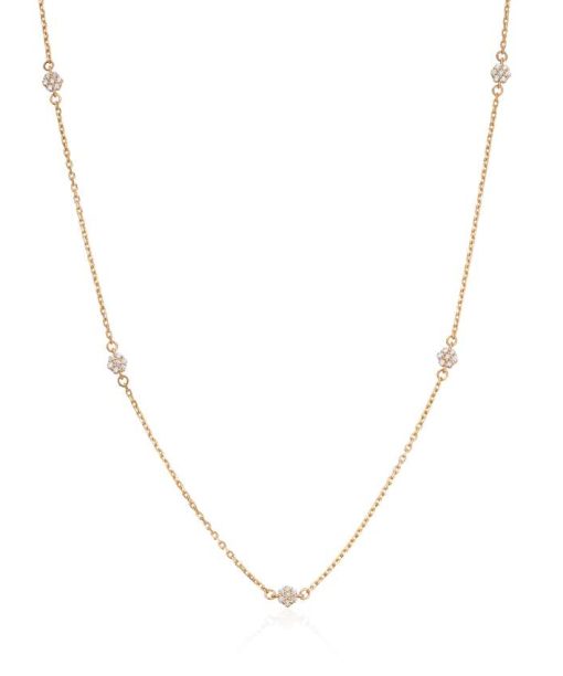 Kjede i gult gull med zirkonia steiner