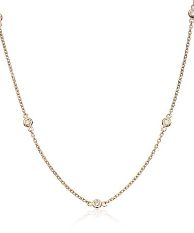 Kjede i gult gull med 0,10ct WSI diamanter