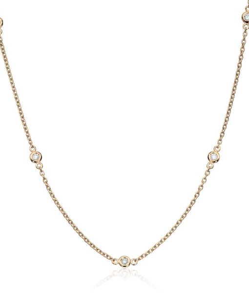 Kjede i gult gull med 0,10ct WSI diamanter