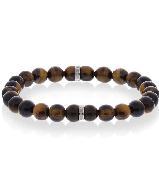 Armbånd i stål med tigerøye