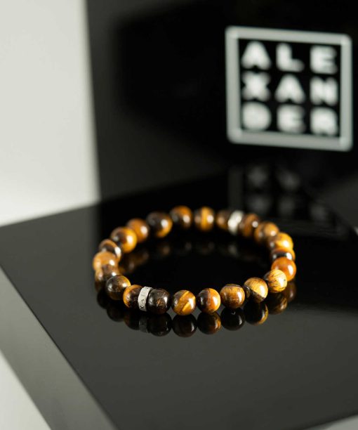 Alternative view of Armbånd i stål med tigerøye