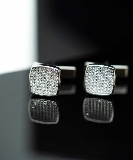 Alternative view of Mansjettknapper i sølv med zirkonia