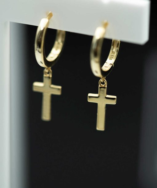 Alternative view of Øreringer i sølv, kors