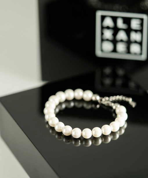 Alternative view of Armbånd i stål med hvite perler