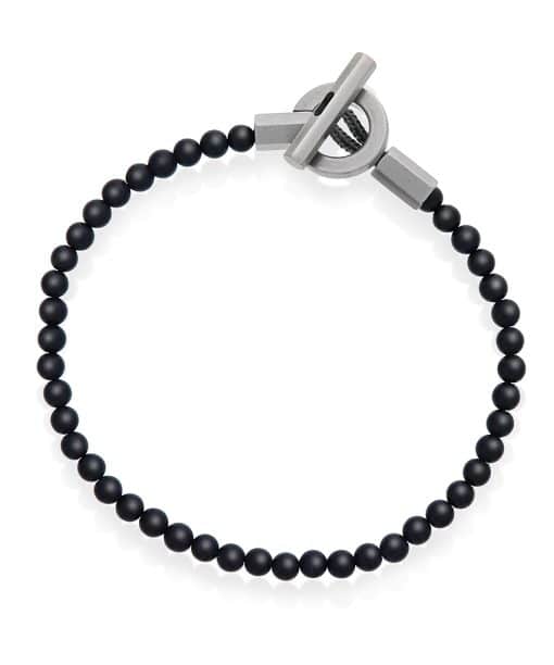 Bear armbånd med stål og sort agat