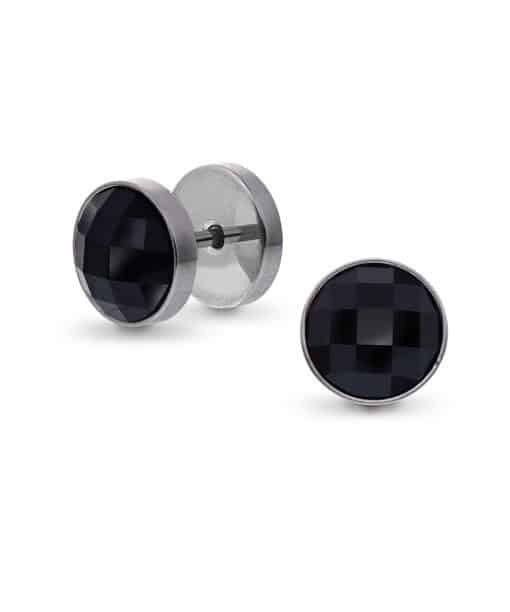 Kent øredobber i stål med sort sten