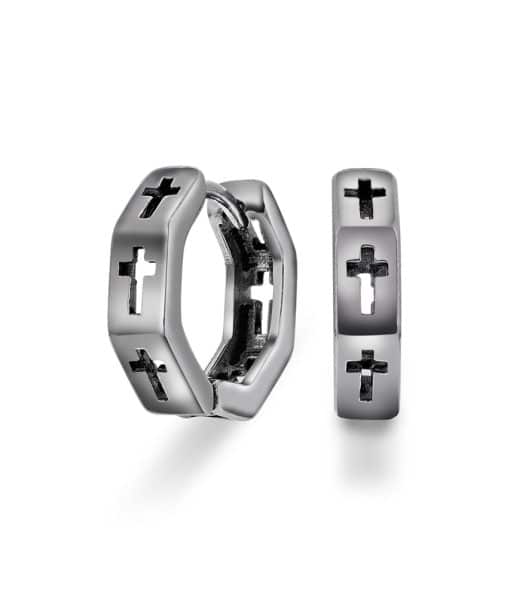 Cross øreringer i stål