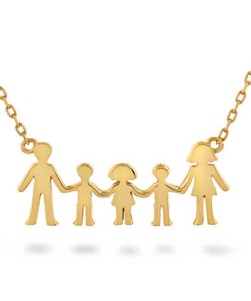 Familiesmykke i sølv to gutter, en jente