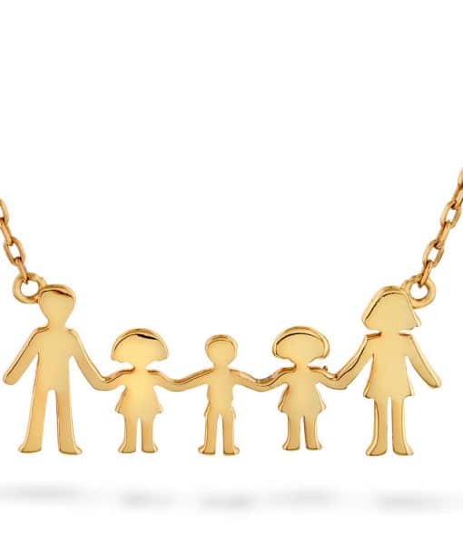 Familiesmykke i sølv to jenter, en gutt