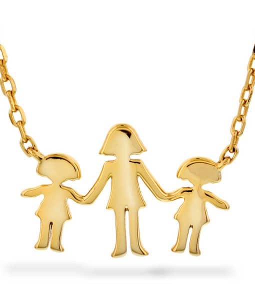 Familiesmykke i sølv mor og 2 jenter