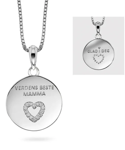 Smykke i sølv med zirkonia plate