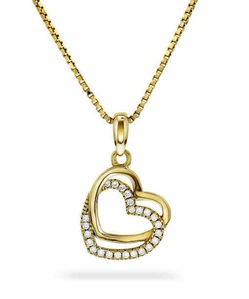 Smykke i forgylt sølv med zirkonia - Hjerte