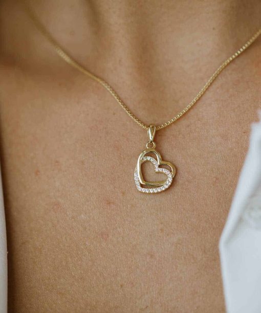 Alternative view of Smykke i forgylt sølv med zirkonia - Hjerte