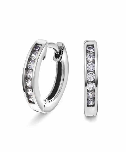 Øreringer i sølv med zirkonia