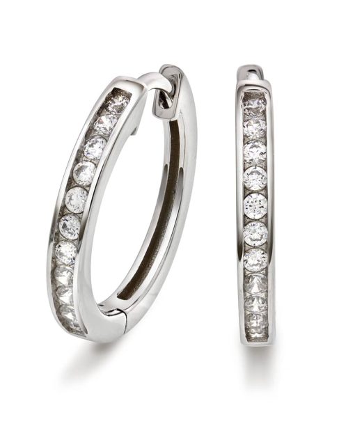 Øreringer i sølv med zirkonia