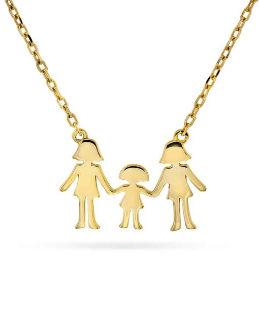 Familiesmykke i sølv mor og jente