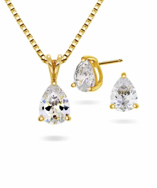 Smykkesett i sølv med zirkonia