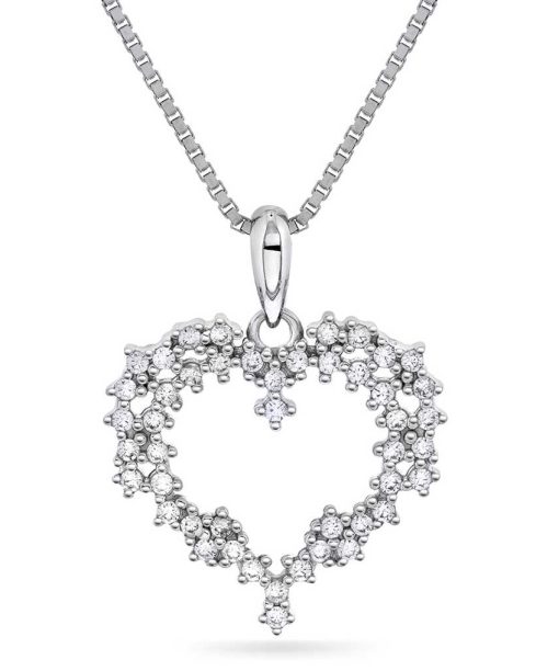 Smykke i sølv med zirkonia hjerte