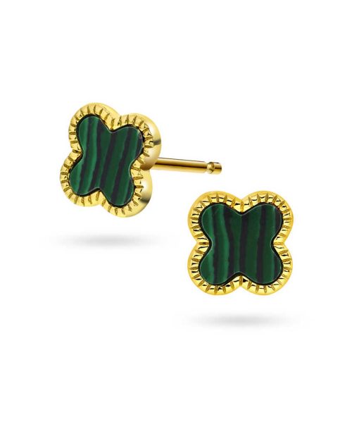 Øredobber i sølv med grønn kløver