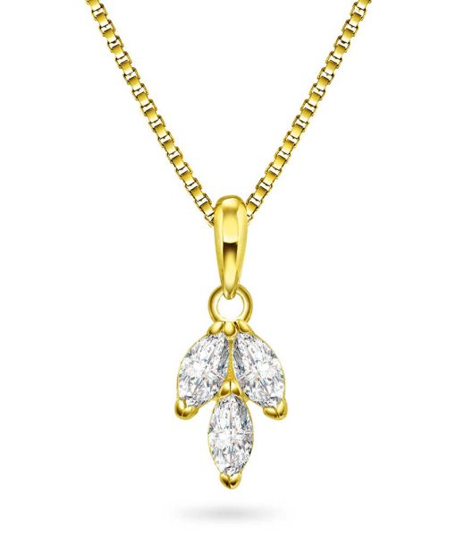 Smykke i sølv med zirkonia blad