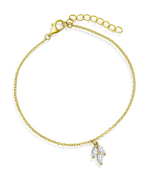 Armbånd i sølv med zirkonia blad