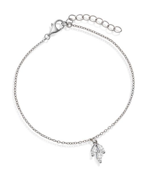 Armbånd i sølv med zirkonia blad