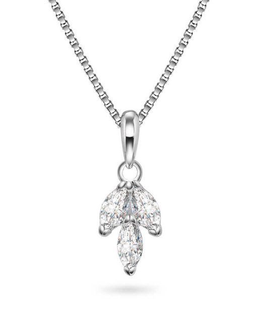 Smykke i sølv med zirkonia blad