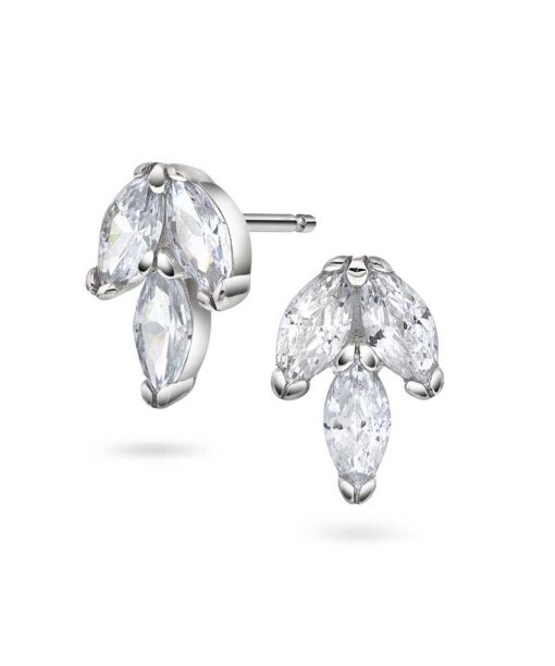 Øredobber i sølv med zirkonia blad