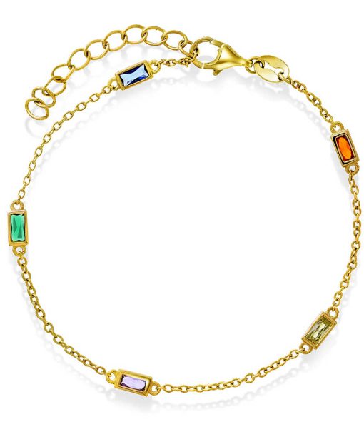 Armbånd i sølv med fargede zirkonia