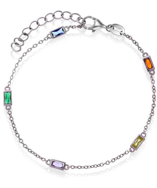 Armbånd i sølv med fargede zirkonia